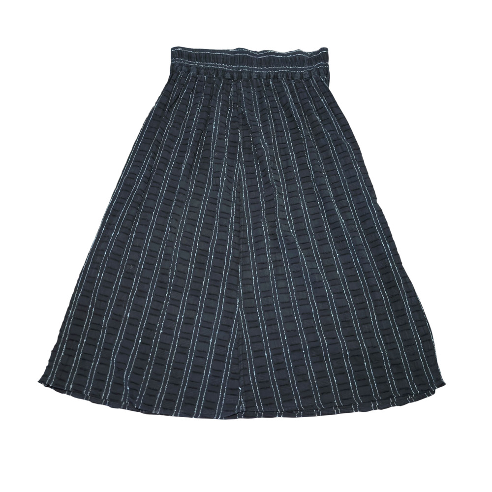 ace & jig Striped Midi Skirt Womens S Black Textured Cotton Aline Pullon Resort